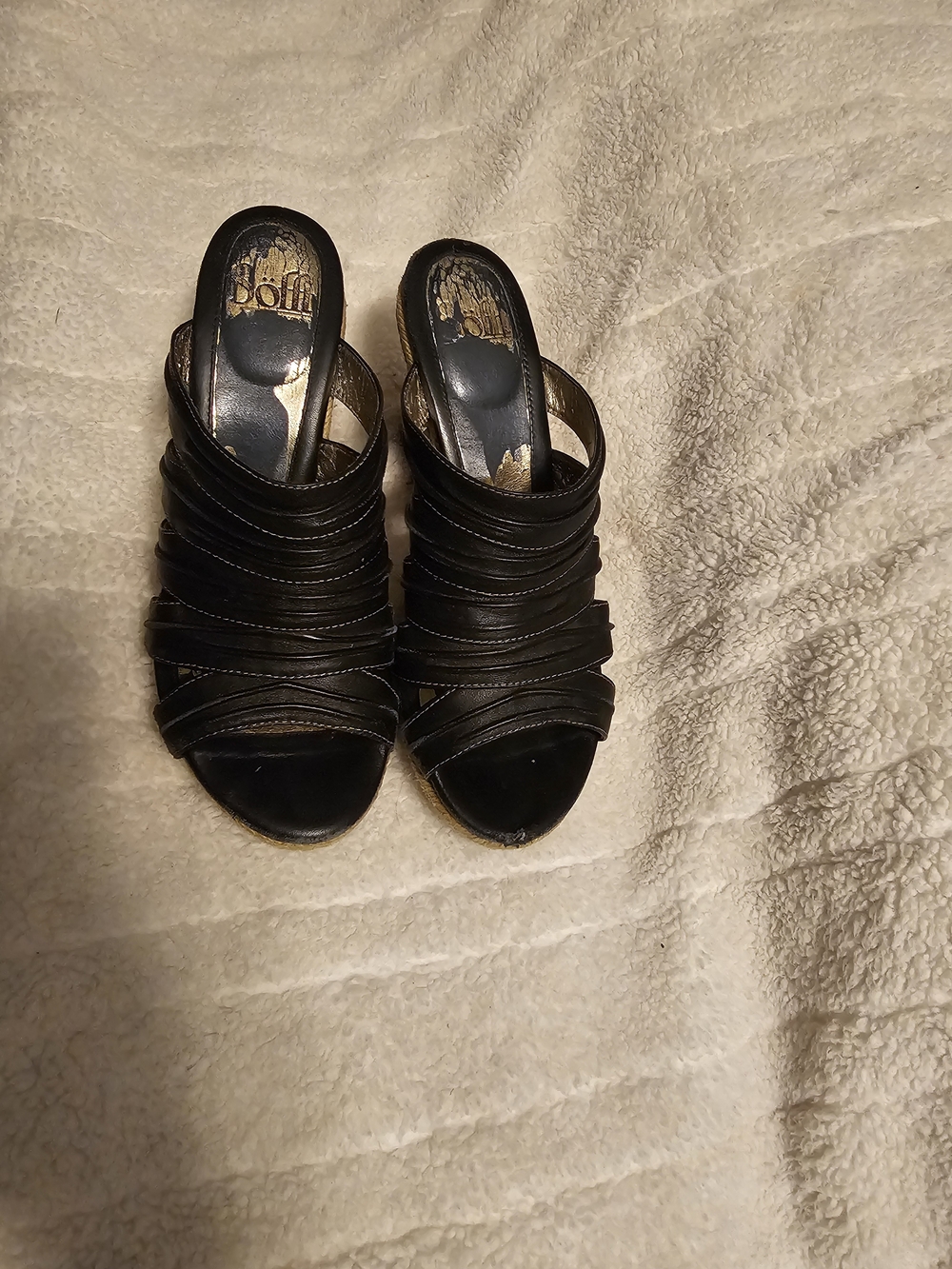 Sofft Black Strappy Open-Toe Wedge Mules